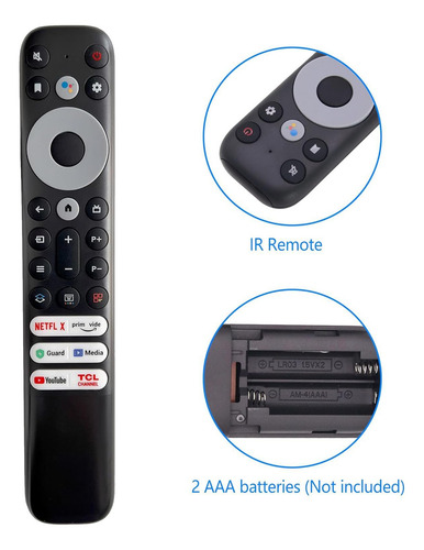 Control Remoto Para Pantalla Tcl Google Tv Con Voz Negro