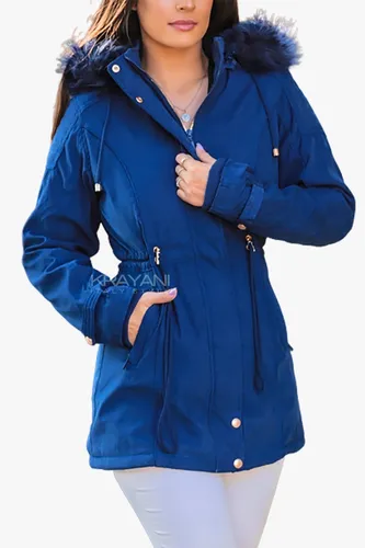 Jaqueta Parka Feminina Forrada Pelo Capuz Blusa De Frio
