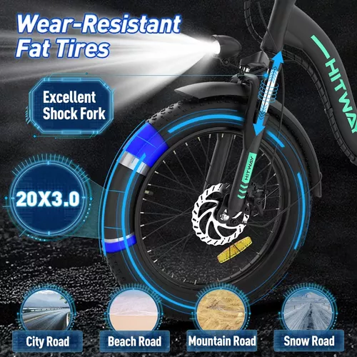 Hitway Bicicleta Electrica Para Adultos, 20 Fat Tire E Bike