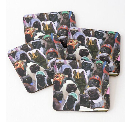 Set Posavasos Salem El Gato Collage Calidad Premium