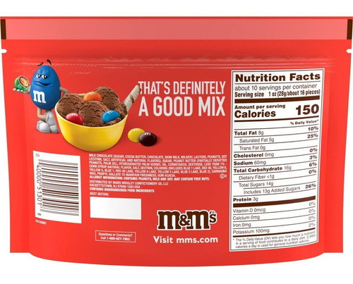 Imagen 2 de 5 de M&m's Peanutbutter Chocolate Relleno Crema De Maní Importado
