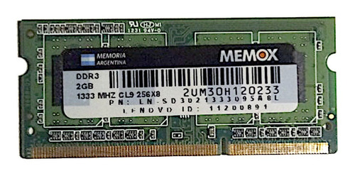 Memoria Laptop Memox 2gb Ddr3 1333mhz- Cl9 256x8 Leer!