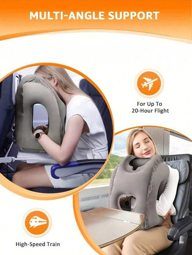 Almohada Inflable Viaje Soporte Cuello Espalda Avión Y Carro
