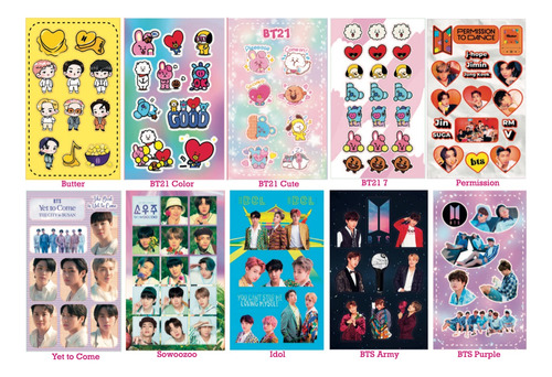 Bts 50 Planillas De Stickers Surtidas Mayoreo