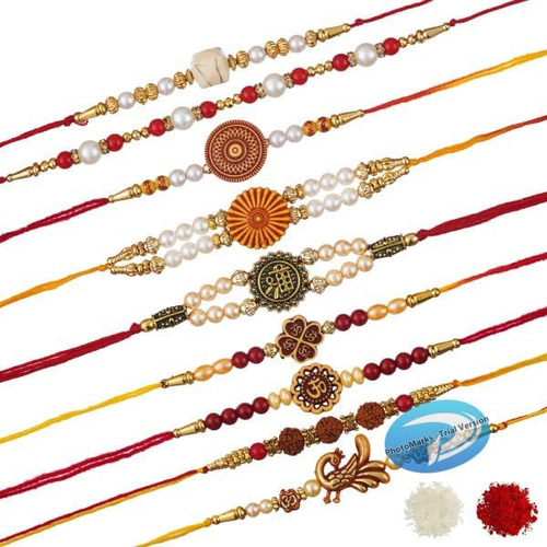 Ecraftindia Juego De 9 Shri, Rudraksha, Flores, Pavo Real, O