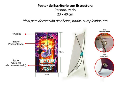 Afiche  De Escritorio 23 X 40 Cm Estructura Papelería Banner