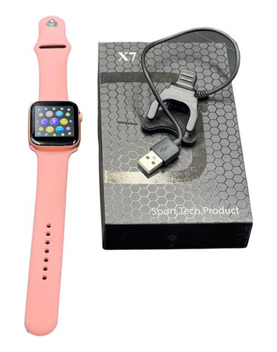 Relógio Smartwatch X7 Atualizado Ligações Notificações Cor da caixa Preto Cor da pulseira Rosa