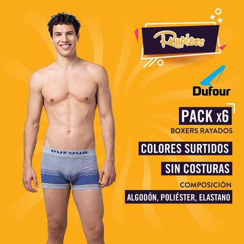 Pack De 6 Boxers Dufour Sin Costuras Surtidos Tiro Corto Ret