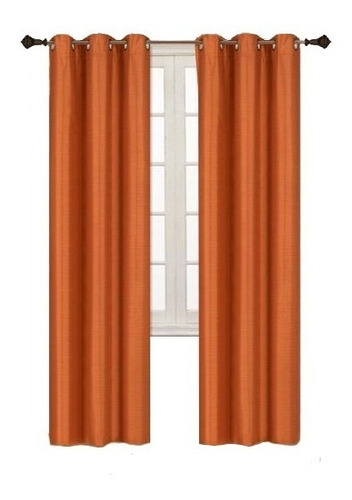 Cortinas Blackout 188anchox213largo En 2 Paneles Ahuladas K Color Naranja