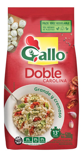 Arroz Gallo Doble Carolina Mas Táper Cuadrado Colores