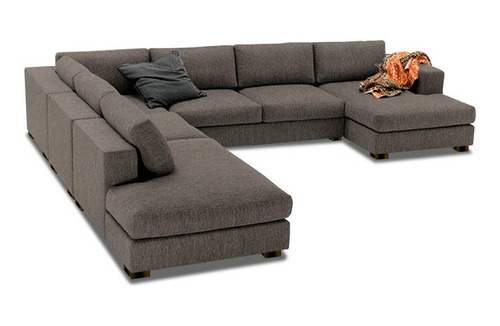 Sala Vancouver Lino Gris Izquierda 5pzs Sofa Sillon Mueble