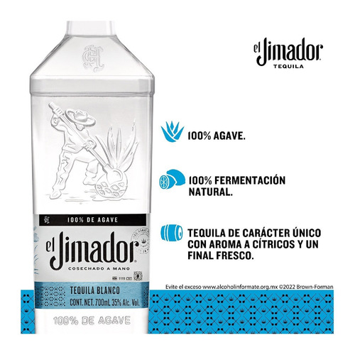 Tequila Blanco El Jimador Cosechado A Mano 700ml