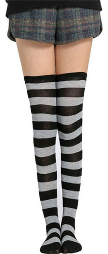 Calcetines A Rayas For Mujer, Hasta El Muslo, Medias Largas