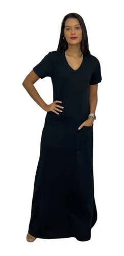 Vestido longo em hotsell malha de algodão