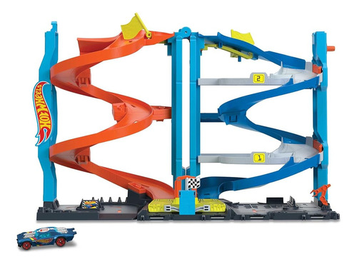 Hot Wheels Toy Car Track Set City Transforming Race Tower, S