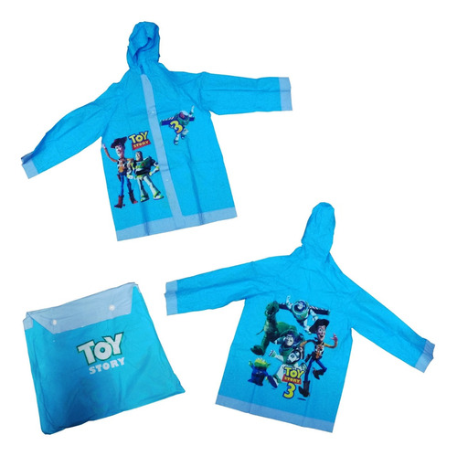 Poncho Impermeable Toy Story En Peva Azul Celeste De Niño