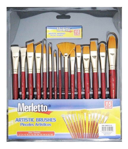 Set De Pinceles Artísticos X 15 Unds Merletto