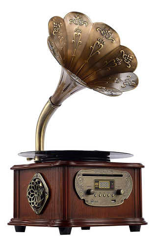 Tocadiscos Vintage Tipo Fonografo Meageal Bluetooth Y Fm