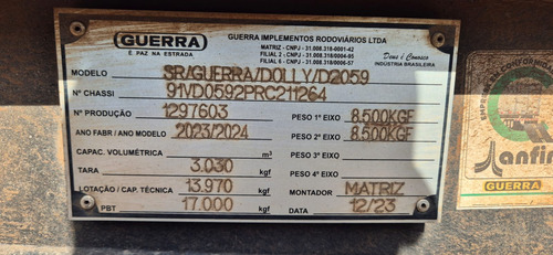 Rodocaçamba Guerra 2023/24 35m3 Na Lata C/pneus 2i38