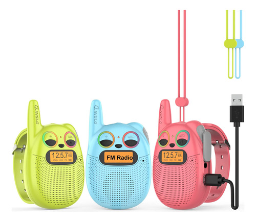 Walkie Talkies Para Niños, Paquete De 3 Recargables, Juguete