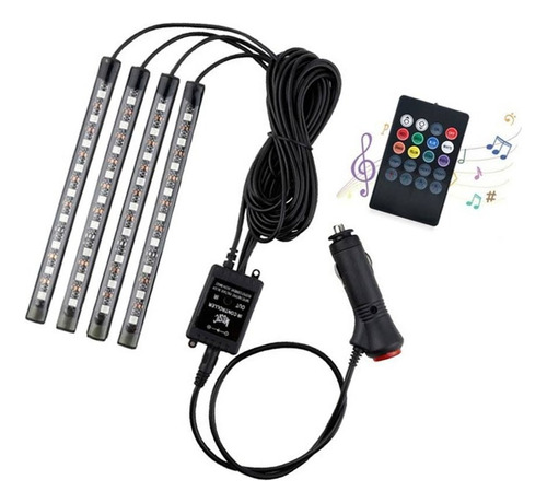 Led Interno Rgb Automotivo Tuning Neon 7 Cores Com Controle