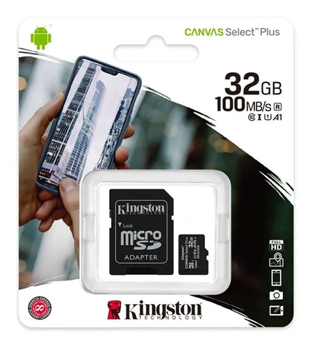 Imagen 2 de 5 de Micro Sd Canvas Select Plus 100r A1 C10 32gb + Adp Kingston