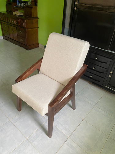 Silla De Madera Para Comedor Tripié Marrón Oscuro Crema