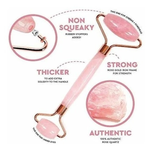 Imagen 3 de 7 de Rodillo Facial Jade Rosa + Gua Sha 100% Natural Masajeador