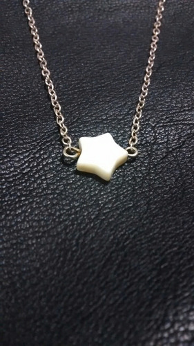 Collar Joya Fina Con Estrella Ostra 1x1cm Cadena Plata 925