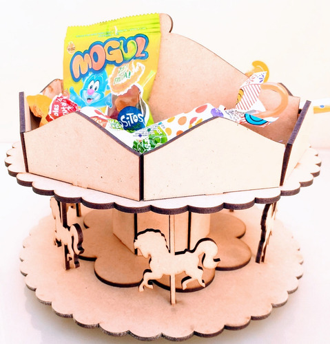 Imagen 1 de 7 de Candy Bar Carrousel Souvenir 20x20x20 - Mdf / Fibrofacil