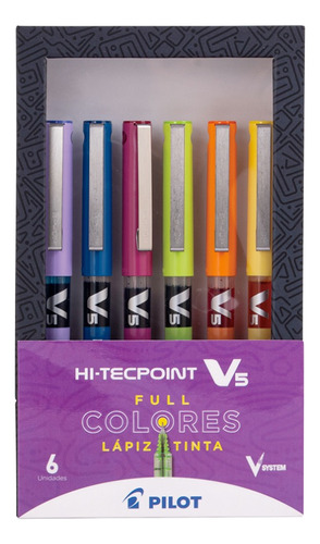 Set Lápices Tinta Hi-tecpoint V5 6 Colores