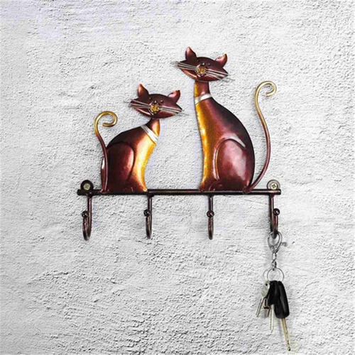 A Colgador De Pared Gancho Hierro Gato 4 Ganchos