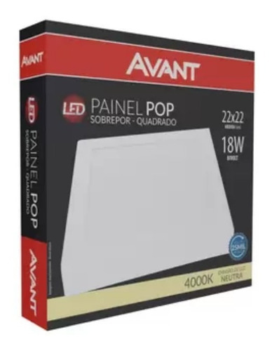 Imagem 2 de 6 de Painel Led 18w Avant Sobrepor Quadrado Branco Neutro 4000k