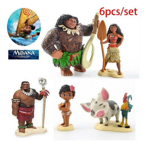6 Pçs/set Moana Action Figure Modelo Boneca Brinquedo