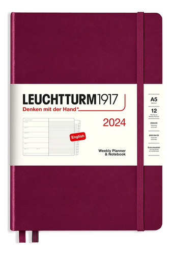 Agenda 2024 A5 Semanal Y Notebook Port Red