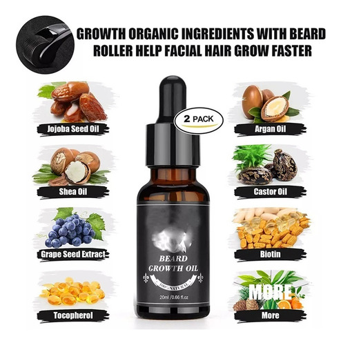 2pc Kit Para El Crecimiento De La Barba Masculina, 11 En 1