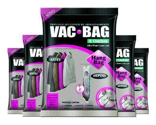 5 Saco A Vácuo Protetor E Organizador Hang Bag 70x120 Ordene