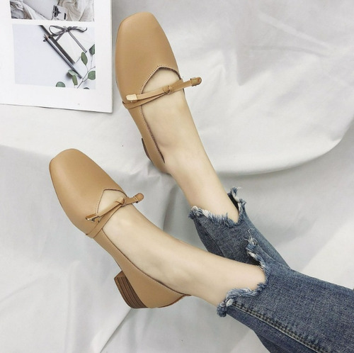 N Flats Zapatos De Tacón Bajo De Moda Retro Para Mujer