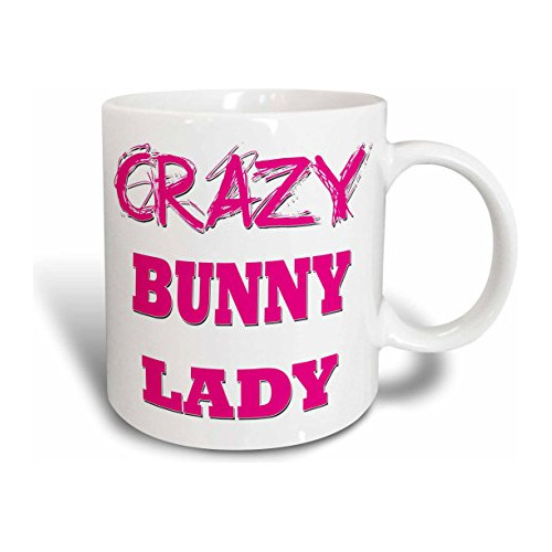 Taza De Cerámica Crazy Bunny Lady, 11 Oz, Color Blanco