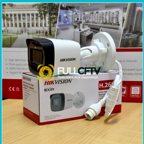 Nvr 08 Canais Hikvision Poe + 08 Cameras Ip Full Cor Branco