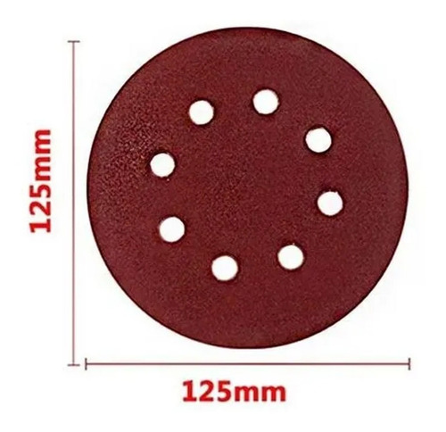 Imagem 2 de 5 de Disco Lixa Pluma 125mm 8 Furos Lixadeira Roto Orbital 50 Pçs