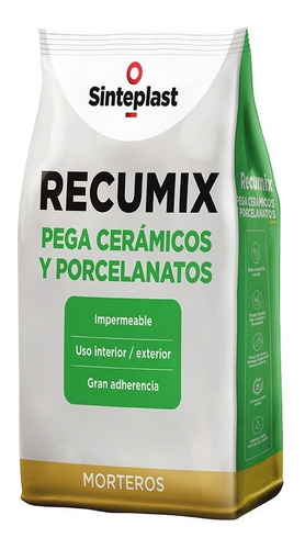 Recumix Adhesivo Pega Cerámicos Y Porcelanatos 5kg