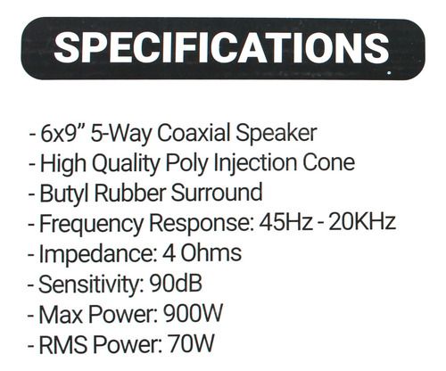 Par Bocinas 6x9 5 Vias 70 Watts Rms 4 Ohms Atomic Iron69