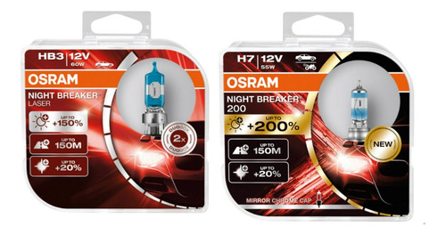 Combo H7 Y Hb3 (9005) Night Breaker 200% Más Luz Osram