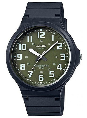 Reloj pulsera Casio MW-240-1E2V con correa de resina color negro - fondo verde