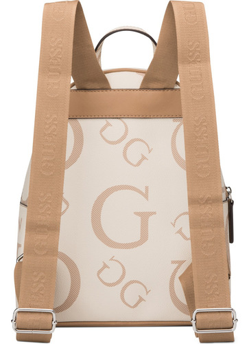 Mochila Guess Factory Cc961730-kha Acabado de los herrajes Níquel Color Beige Correa de hombro Beige Diseño de la tela Lisa