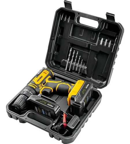 Parafusadeira Furadeira Impacto Bateria Pfv020i Vonder Cor Amarel...