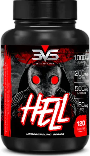TERMOGÊNICO HELL – Fórmula Exclusiva Contendo 7 Ingredientes Com Cafeína, L-carnitina, L-tirosina, Mct, Picolinato De Cromo E Vitaminas – 120 Cápsulas