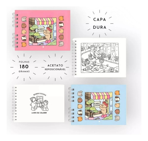 Livro De Colorir Bobbie Goods Capa Dura Com Desenhos Variados Infantil E Adulto