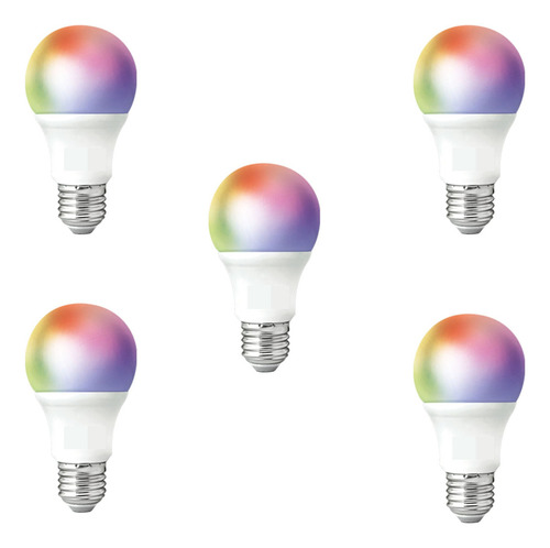 Kit 5 Lâmpada Inteligente Rgb Wifi Assistentes Neo 10w Avant 110v/220v